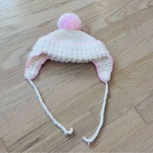 Crochet Baby Hat in Pink and White